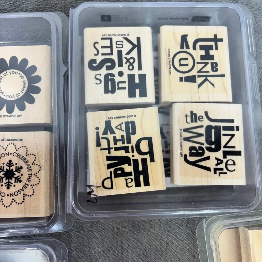 Stamping Up Miscellaneous Lot Of 19 Scrapbook Craft Stamps Wood Mounted New Used
